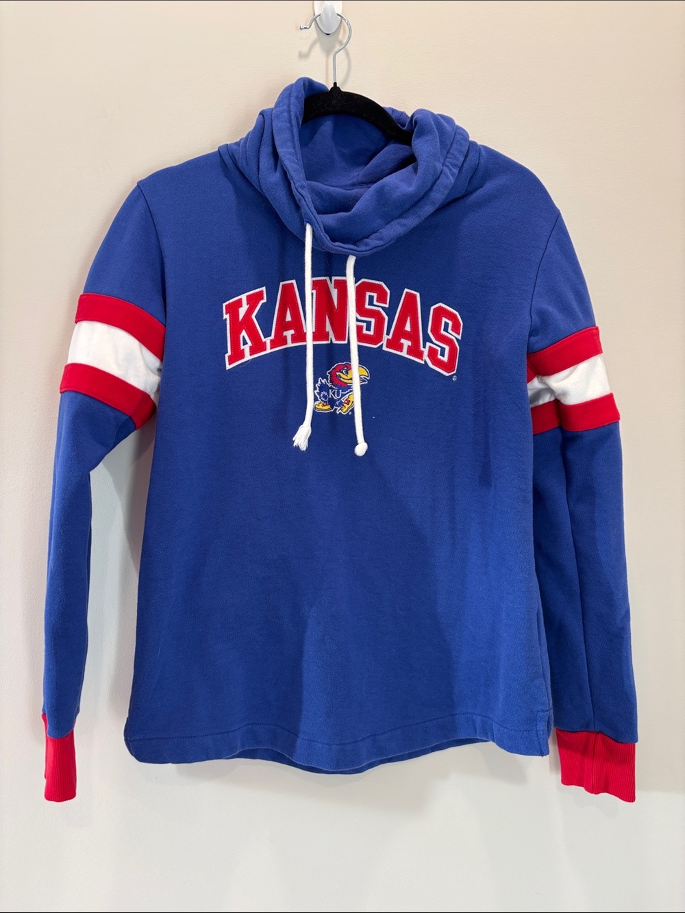 Champion Kansas Jayhawks Cowl Neck Sweatshirt Blue NCAA Pullover Medium